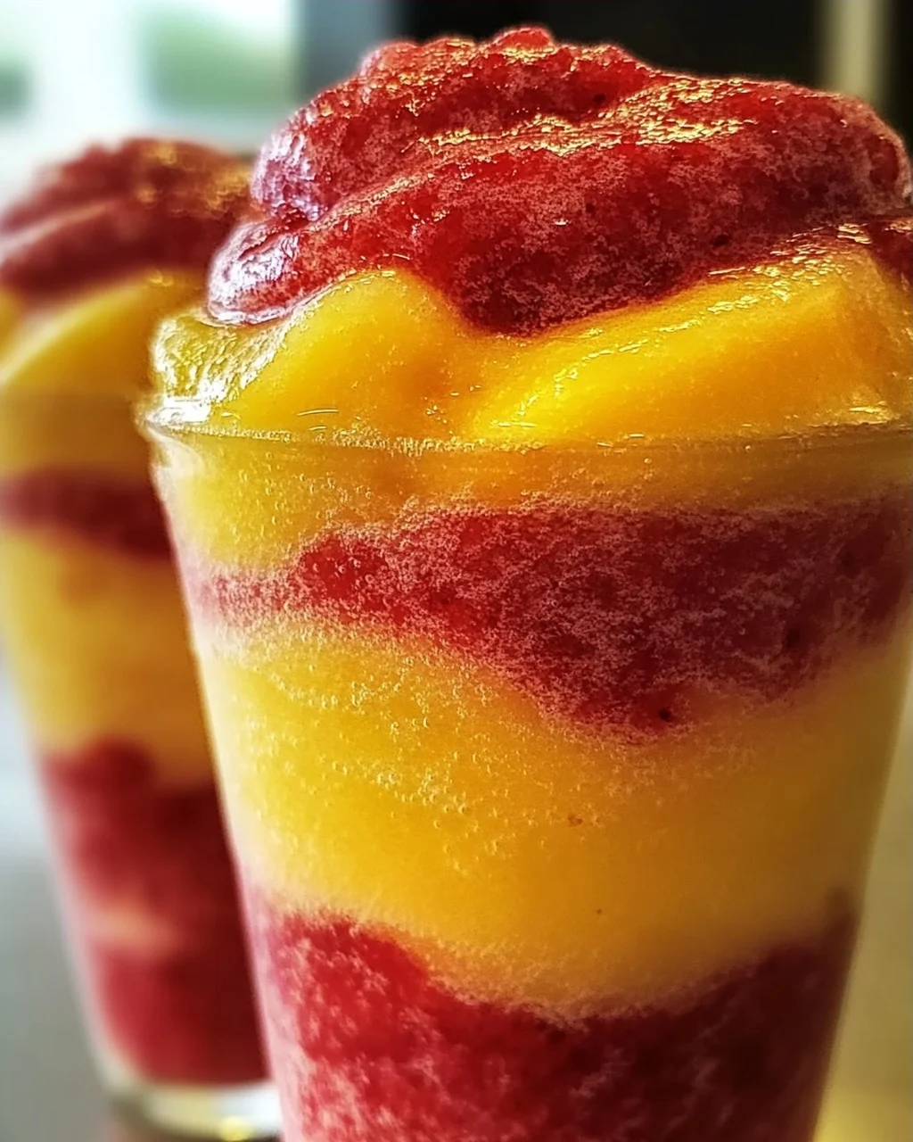 Ananas Erdbeer Swirl Slushies für heiße Sommertage