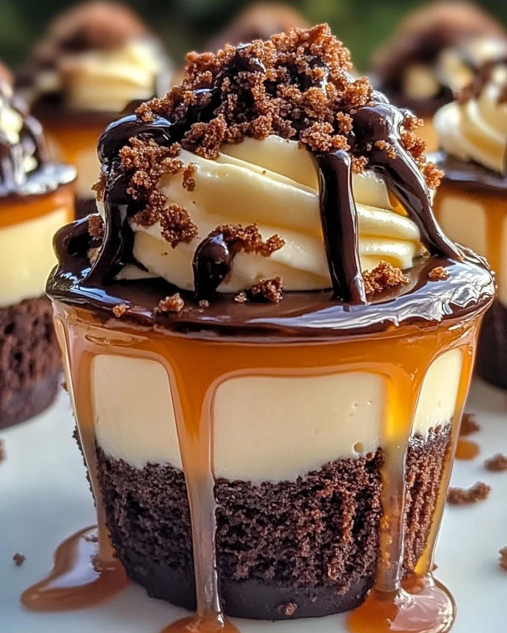 Beladene Brownie-Käsekuchen-Tassen für Schokoladenliebhaber