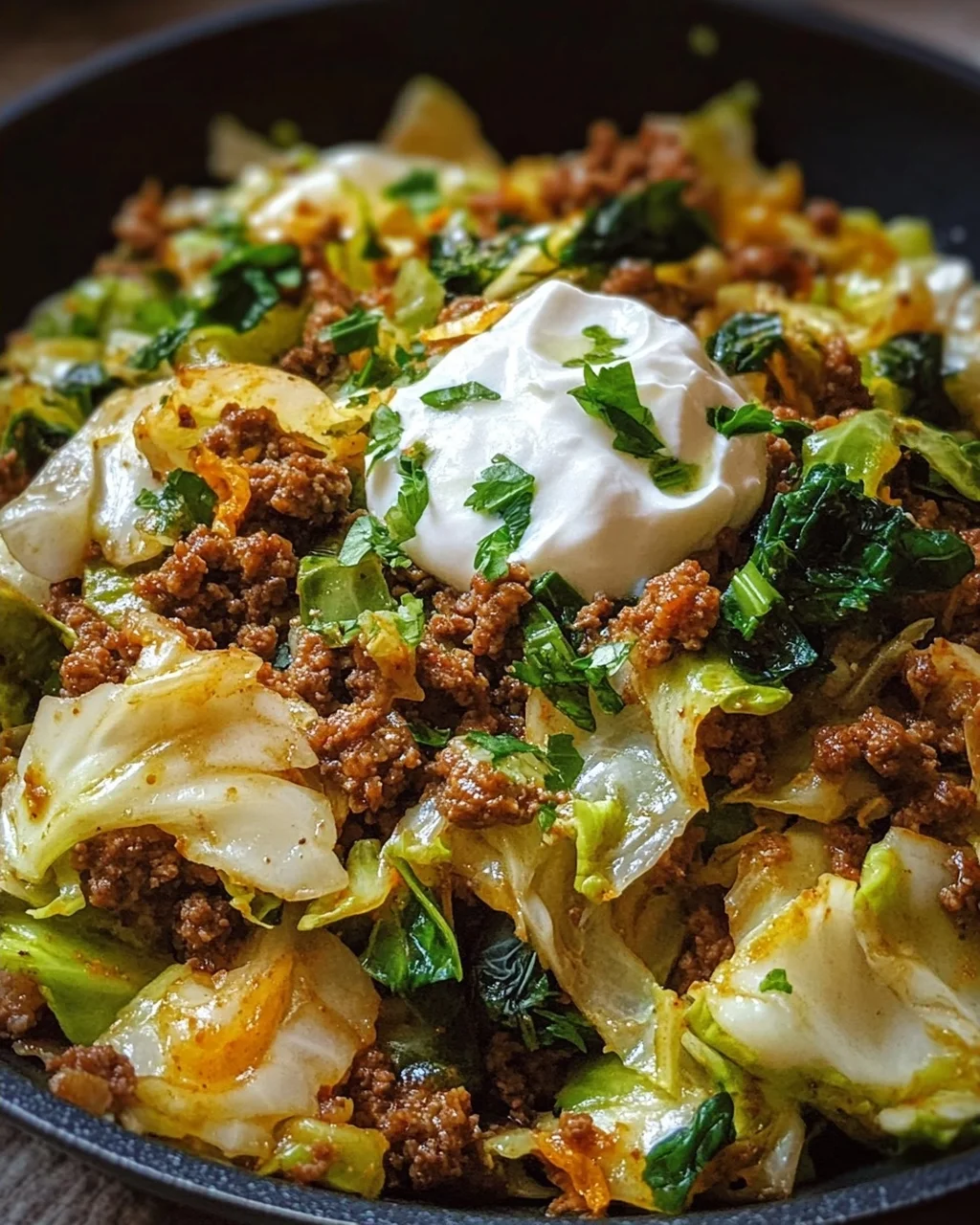 Bombastische Spitzkohl-Hackfleisch-Pfanne