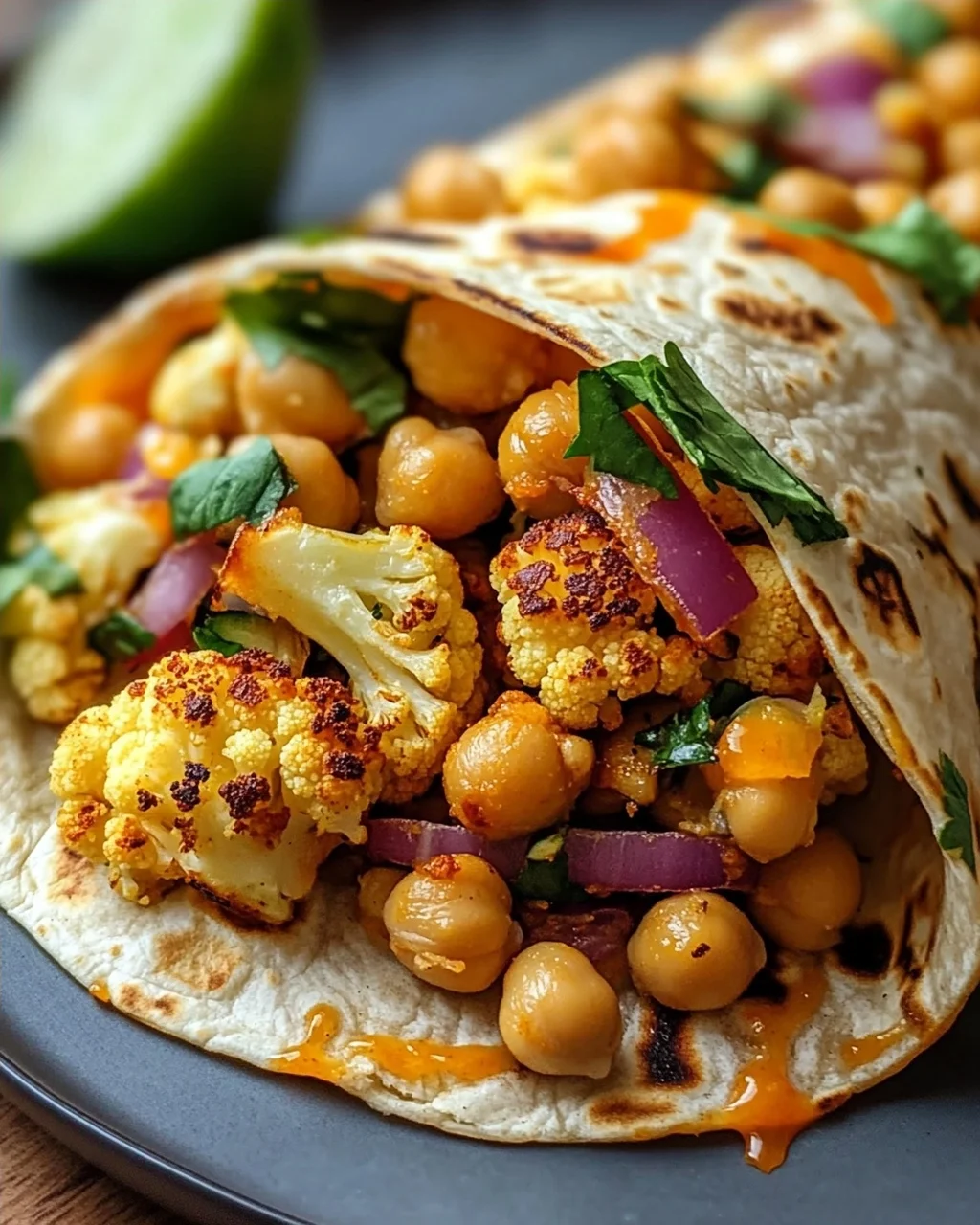 Chili Limetten Kichererbsen Blumenkohl Wrap – Gesund & Lecker!