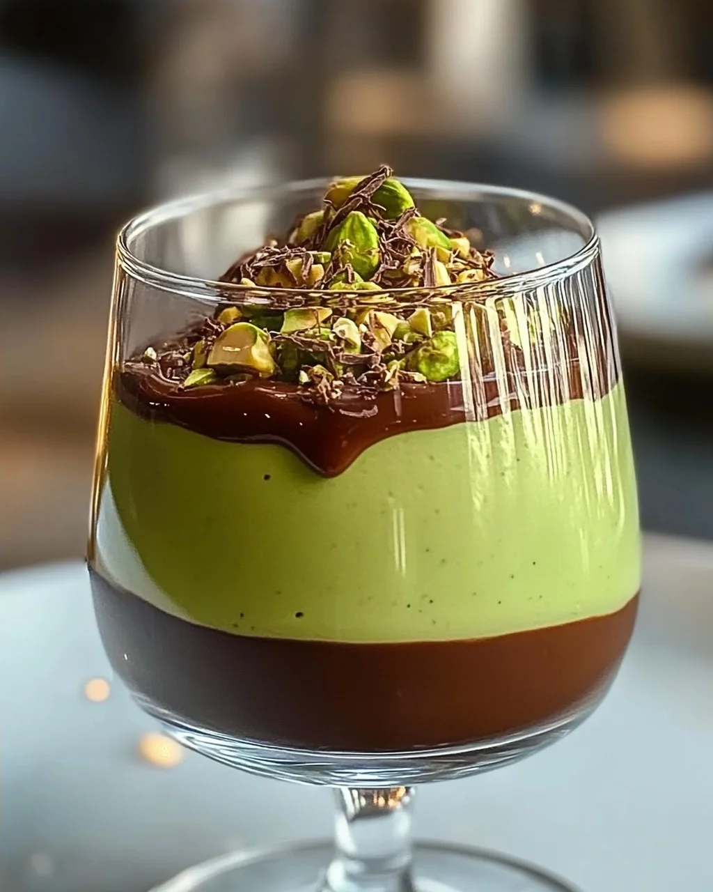 Cremiges Pistazienmousse mit Schokoladenganache Rezept