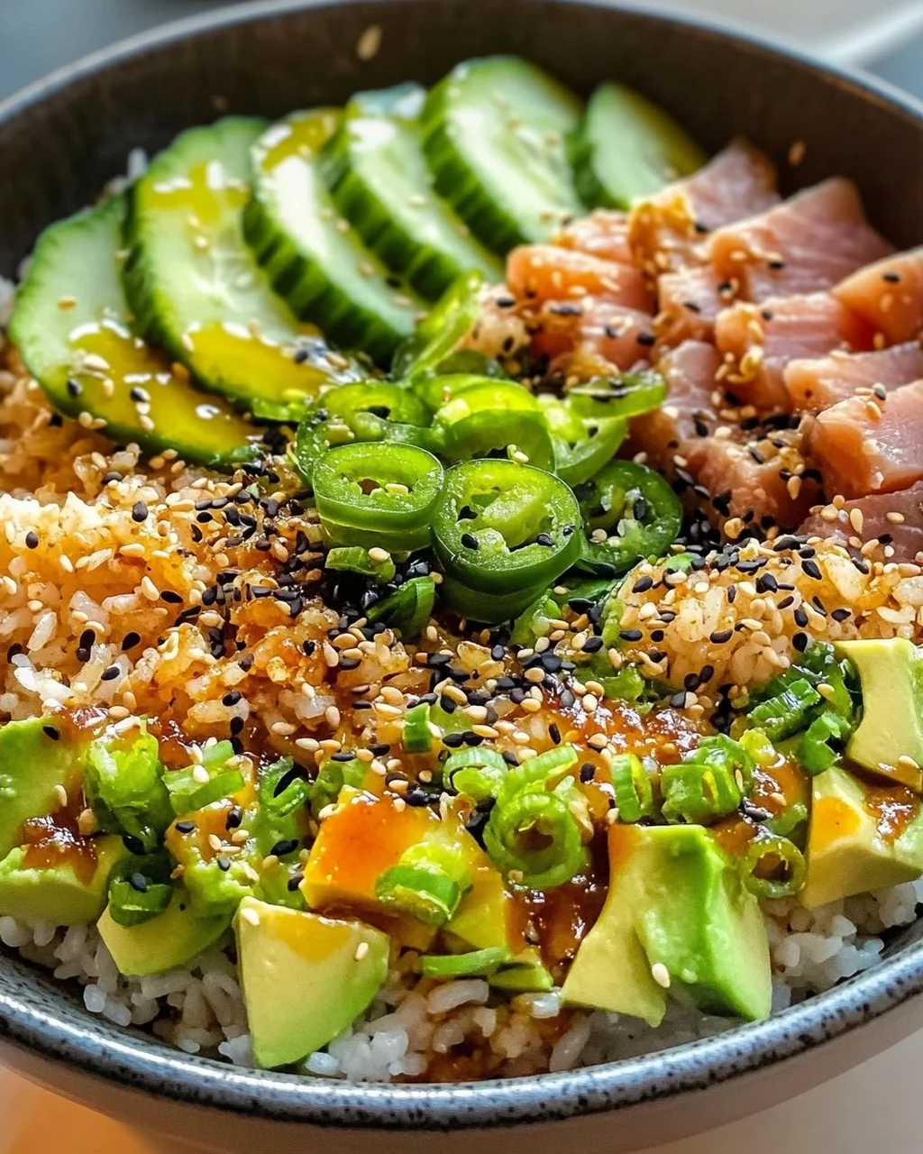 Crispy Rice Salad with Tuna and Avocado – Fresh & Crunchy!