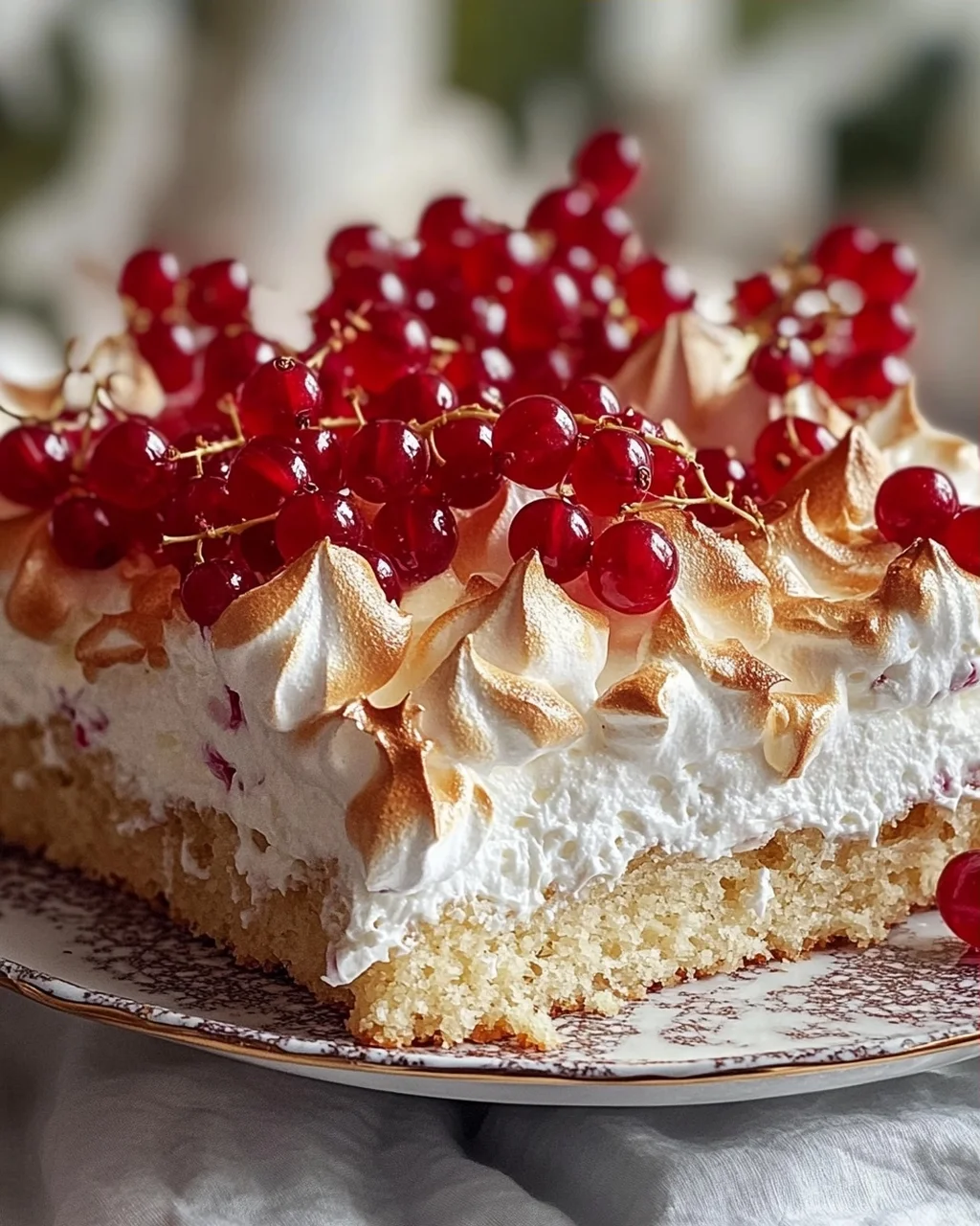 Johannisbeerkuchen mit Baiserhaube