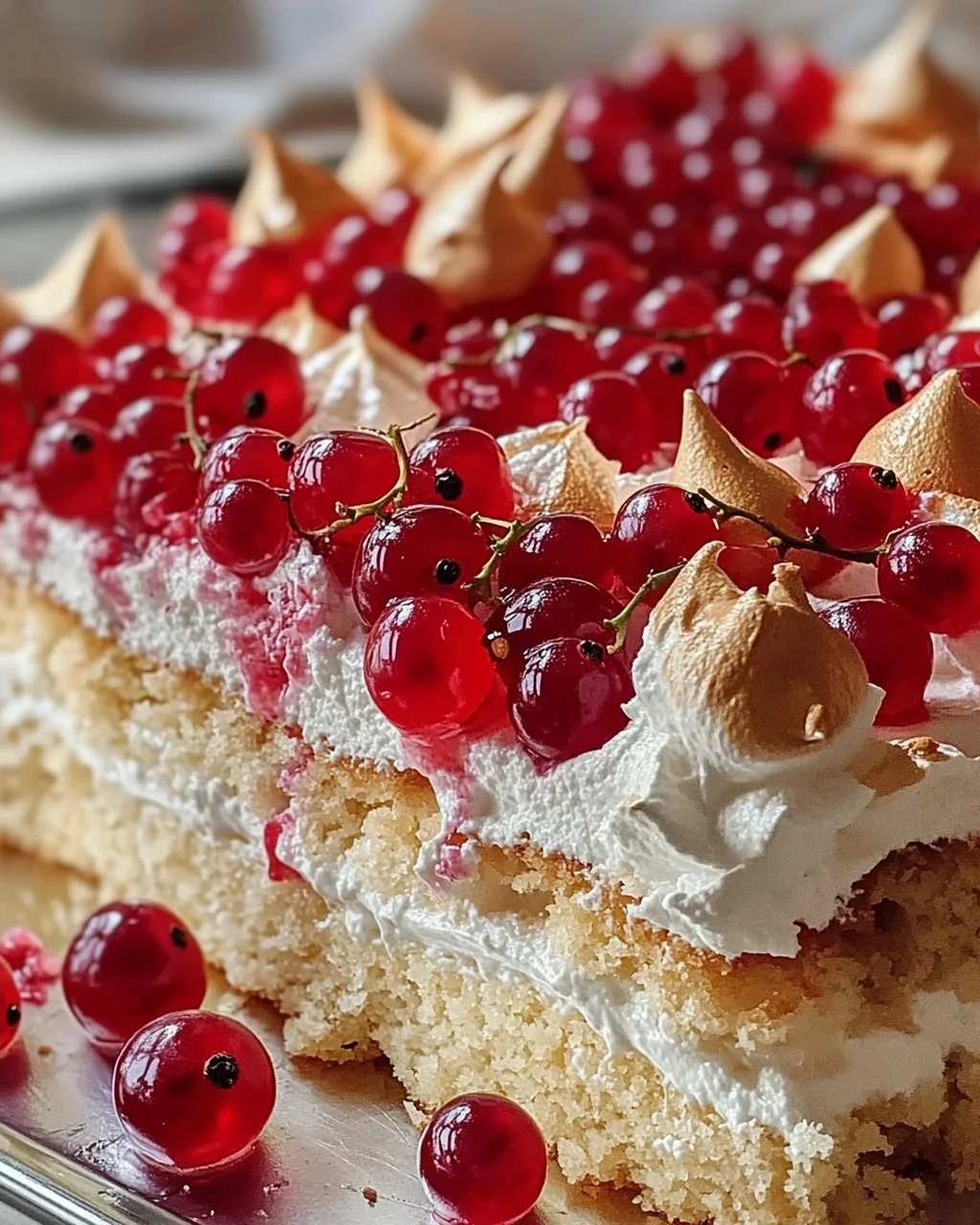 Johannisbeerkuchen mit Baiserhaube