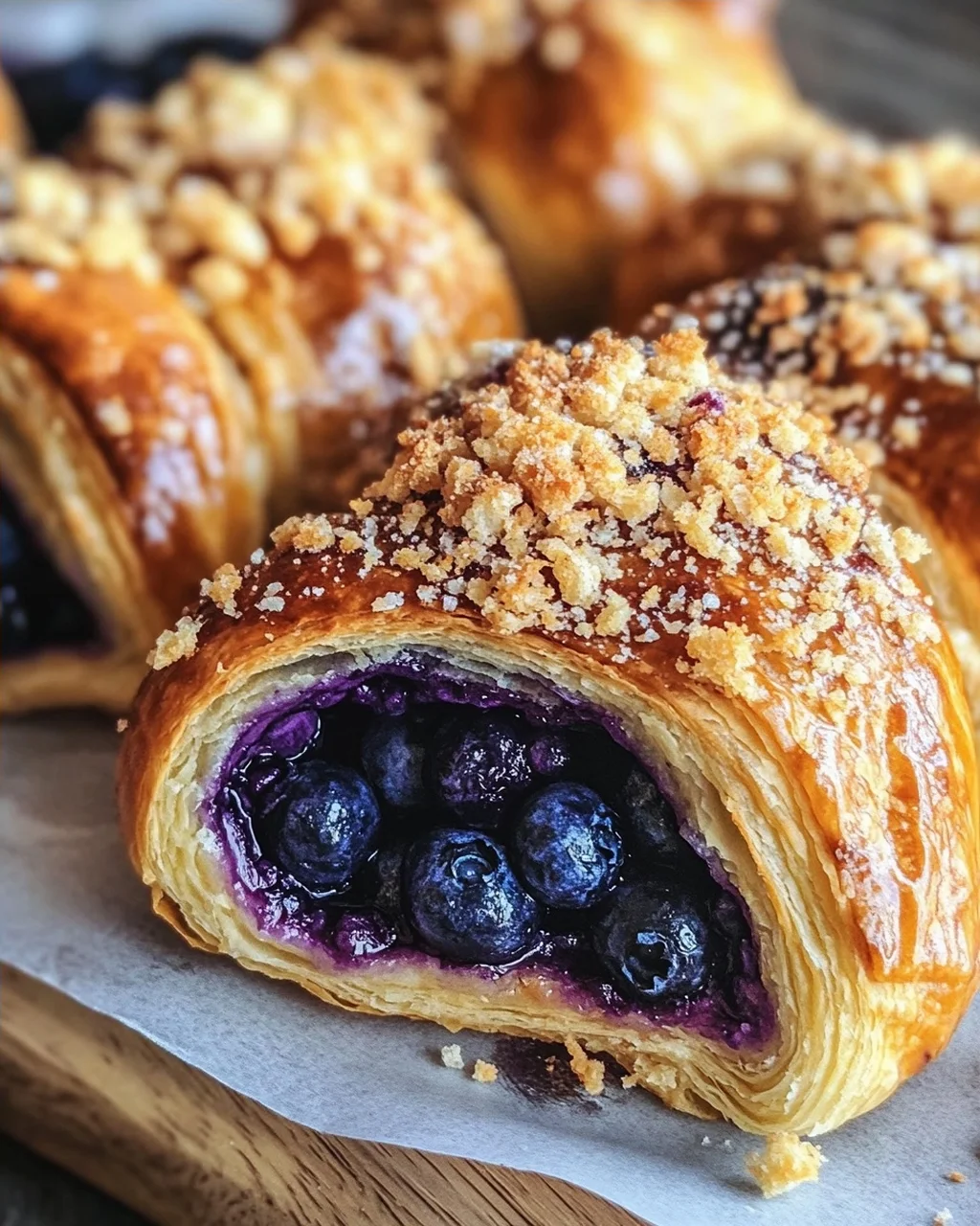 Kartoffelhörnchen mit Blaubeeren & Streuseln