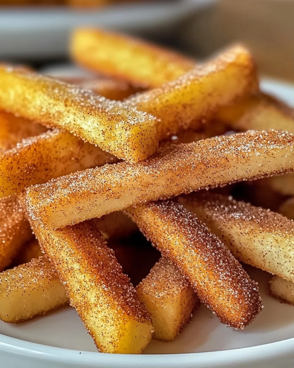 Knusprige Heißluftfritteuse Apfelpommes mit Zimt-Glück