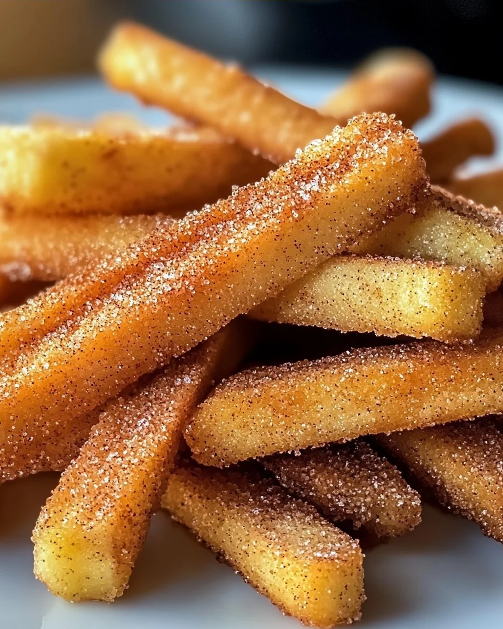 Knusprige Heißluftfritteuse Apfelpommes mit Zimt-Glück