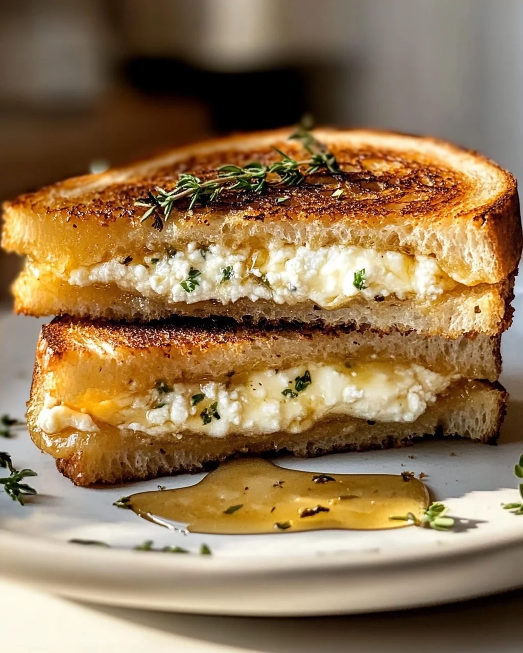 Köstliches Ziegenkäse-Grilled Cheese mit Honig Rezept