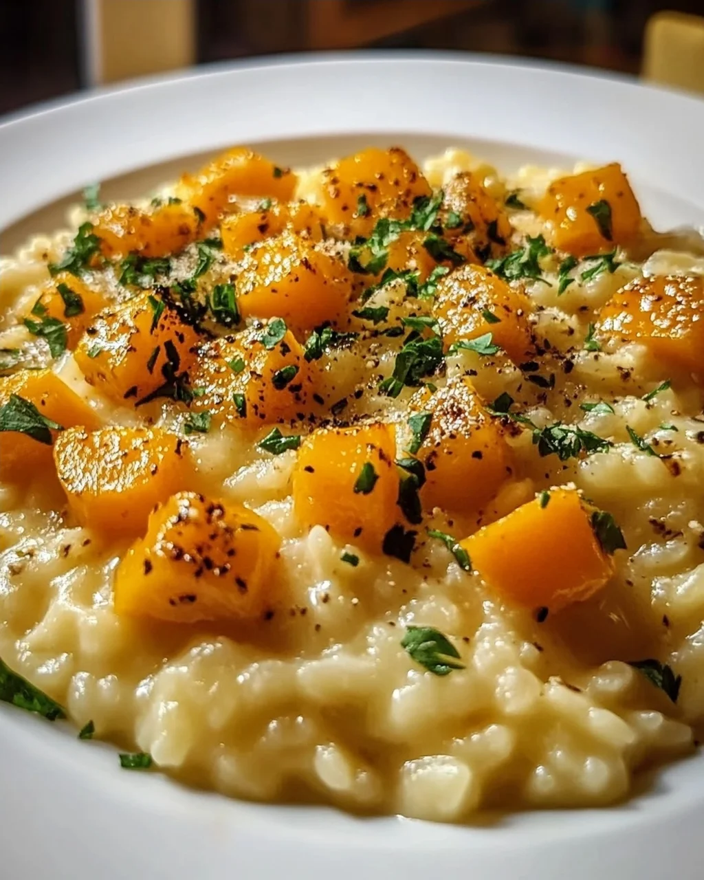 Kürbisrisotto mit Hokkaido und frischen Kräutern genießen