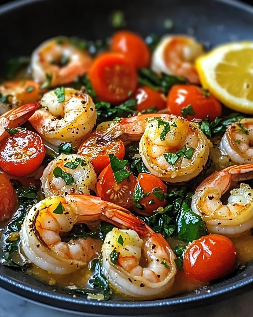 Mittelmeer Garnelen Pfanne mit Zitronen-Knoblauch-Sauce