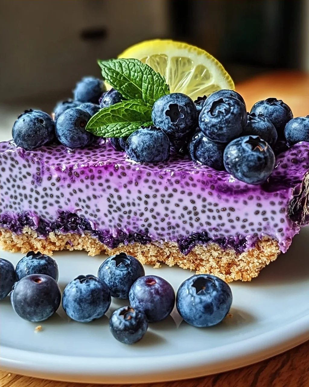 No-Bake Heidelbeer-Chia-Samen-Torte für heiße Tage