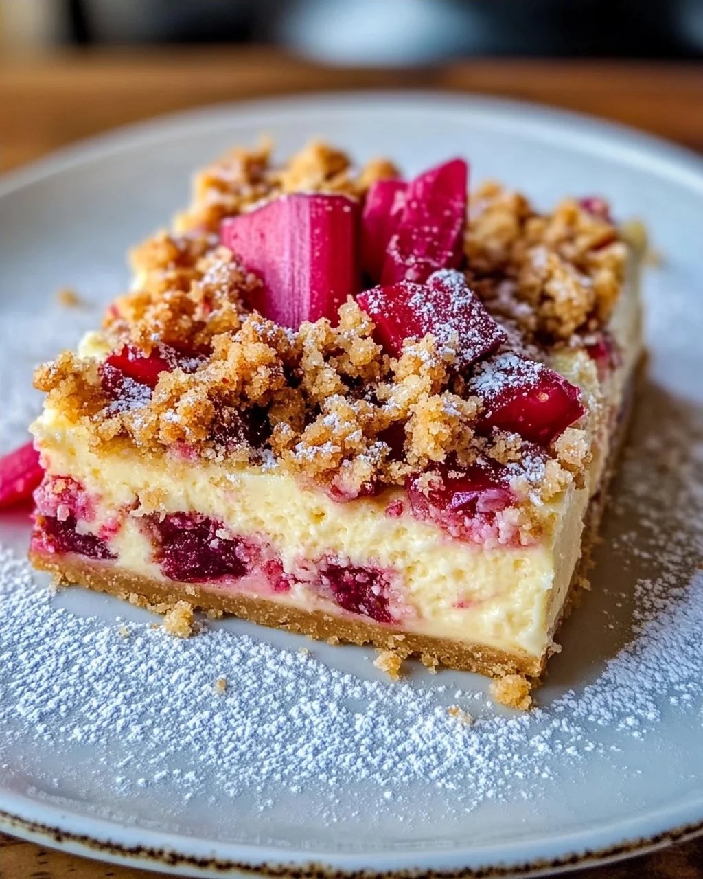 Rhabarber-Cheesecake mit Streuseln - Rhabarber Käsekuchen