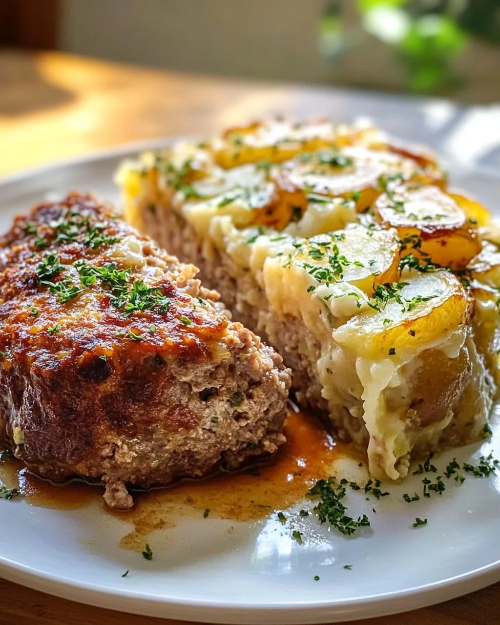 Rustikaler Hackbraten & extra cremiges Kartoffelgratin in Sahne