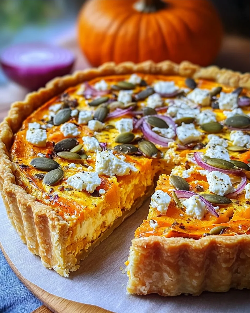 Saftige Kürbis-Quiche mit Feta