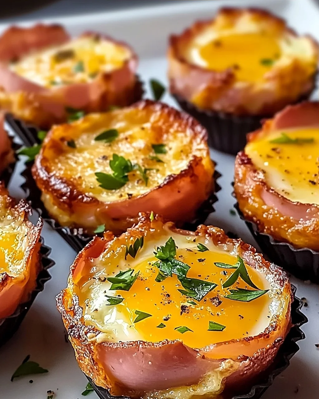 Schinken und Käse Eierbecher für schnelles Frühstück