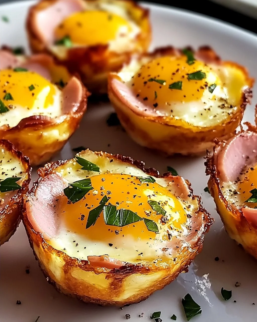 Schinken und Käse Eierbecher für schnelles Frühstück