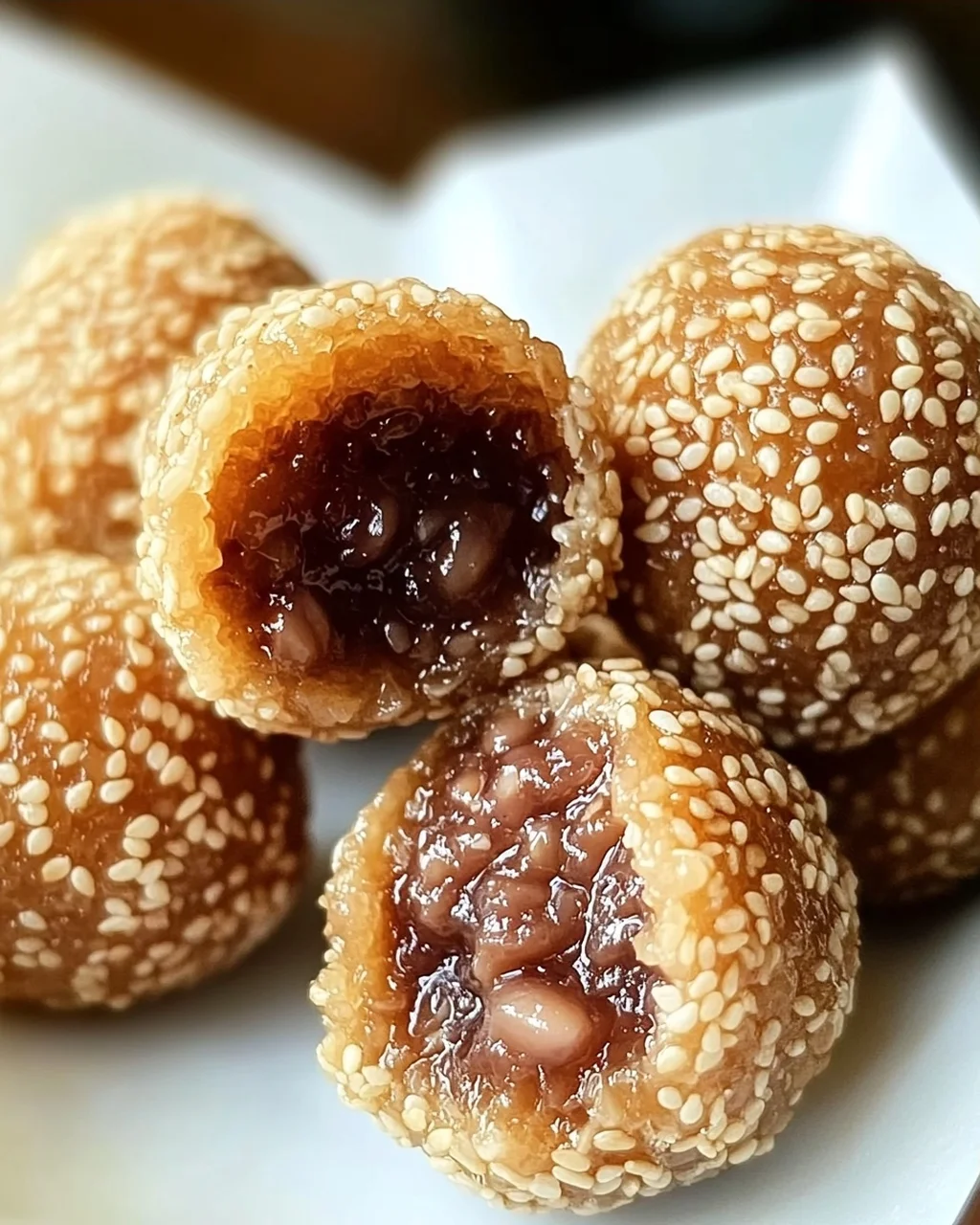 Sesamkugeln mit süßer roter Bohnenfüllung