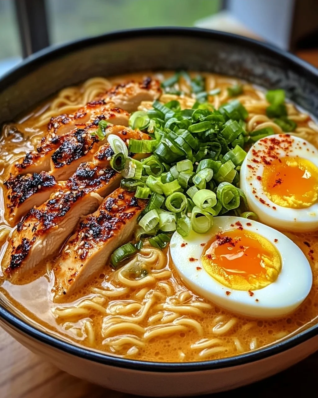 Spicy Chicken Ramen with Creamy Garlic Sauce