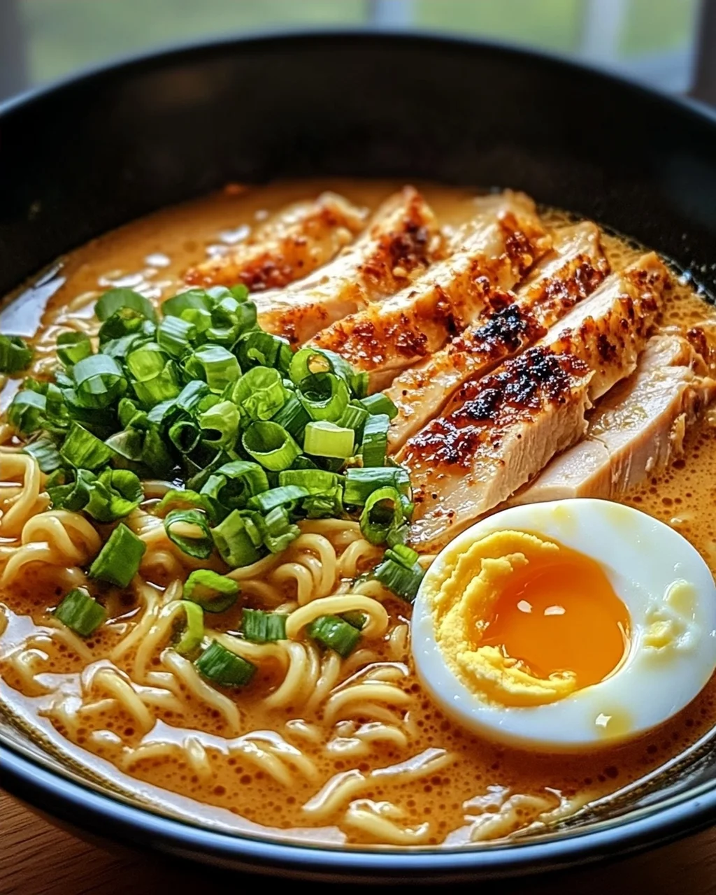Spicy Chicken Ramen with Creamy Garlic Sauce