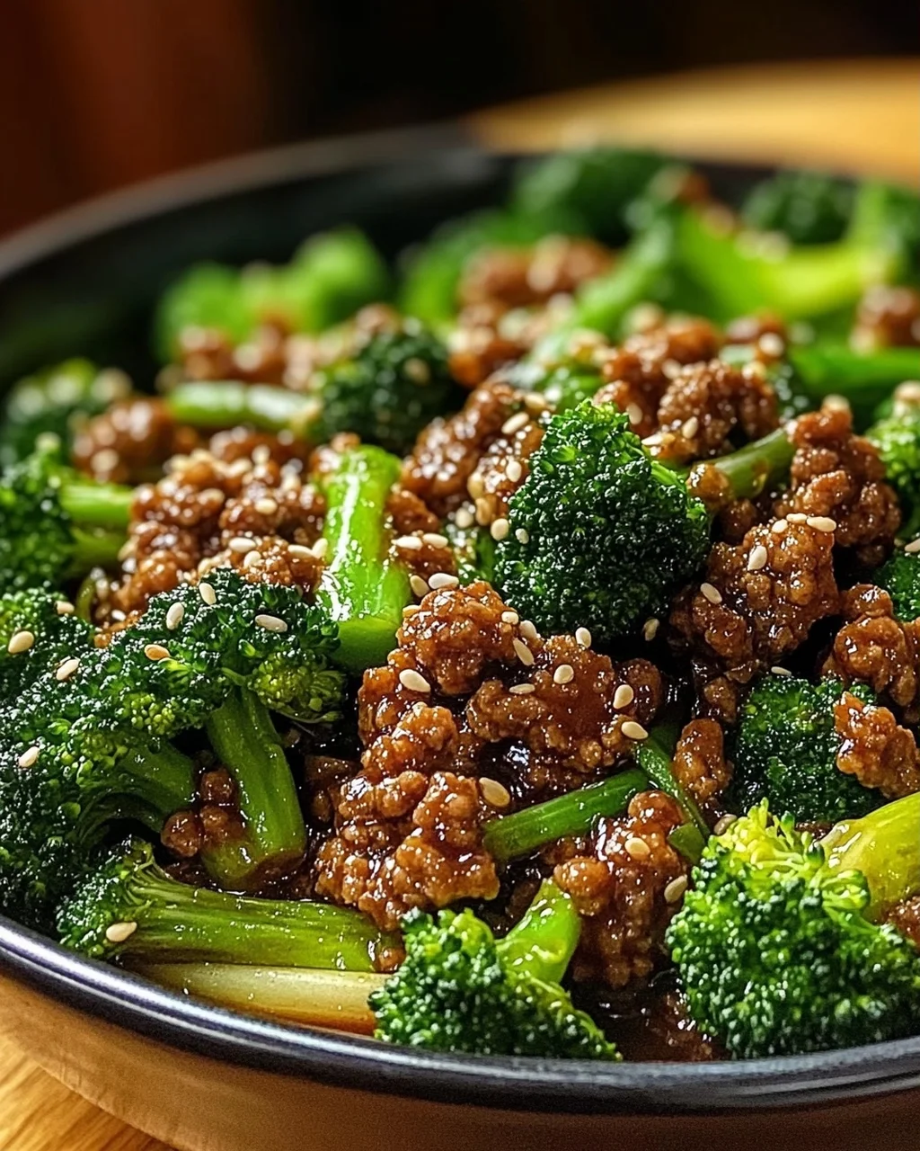 Teriyaki-Hackfleisch-Pfanne mit Brokkoli
