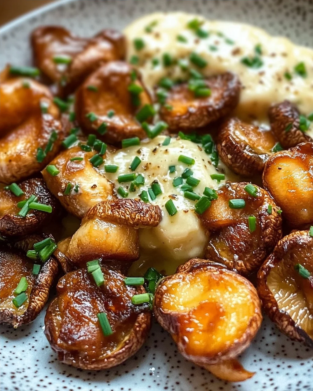 gebratene Champignons mit Knoblauchdip (Rezept wie vom Weihnachtsmarkt)